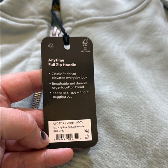 AllBirds Anytime Full Zip Hoodie Bark Grey Size Medium - Picture 8 of 11